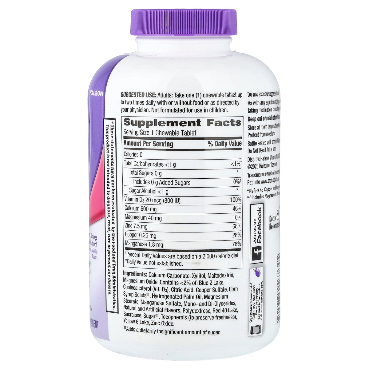 Caltrate, Bone, 600 + D3 Plus Minerals Chewables, Cherry, Orange & Fruit Punch, 155 Chewable Tablets