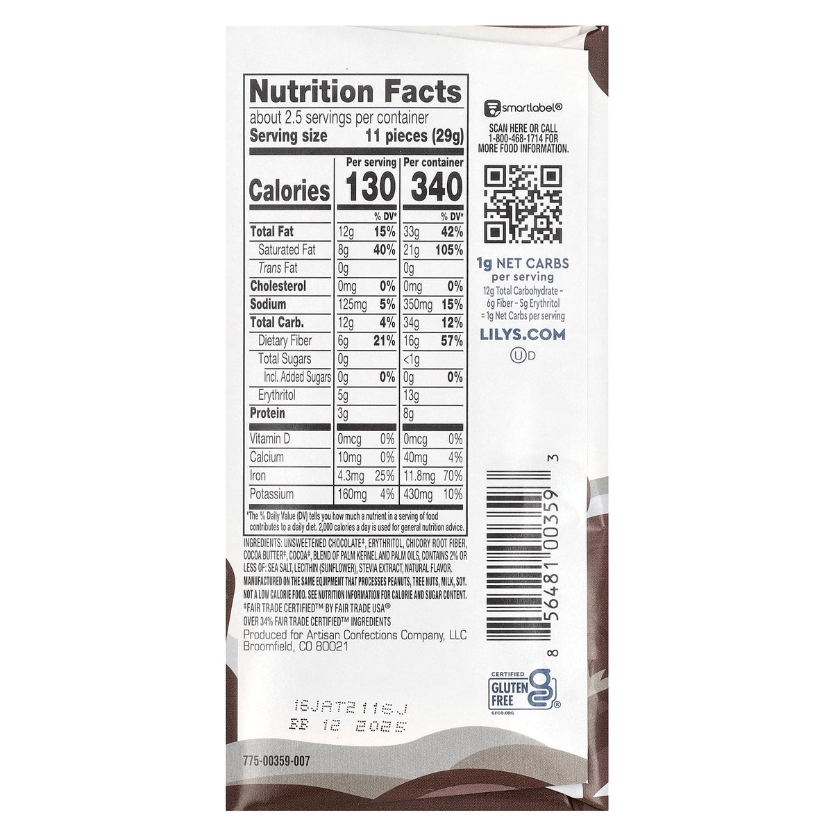 Lily's Sweets, Extra Dark Chocolate Style Bar, Sea Salt, 70% Cacao, 2.8 oz (79 g)