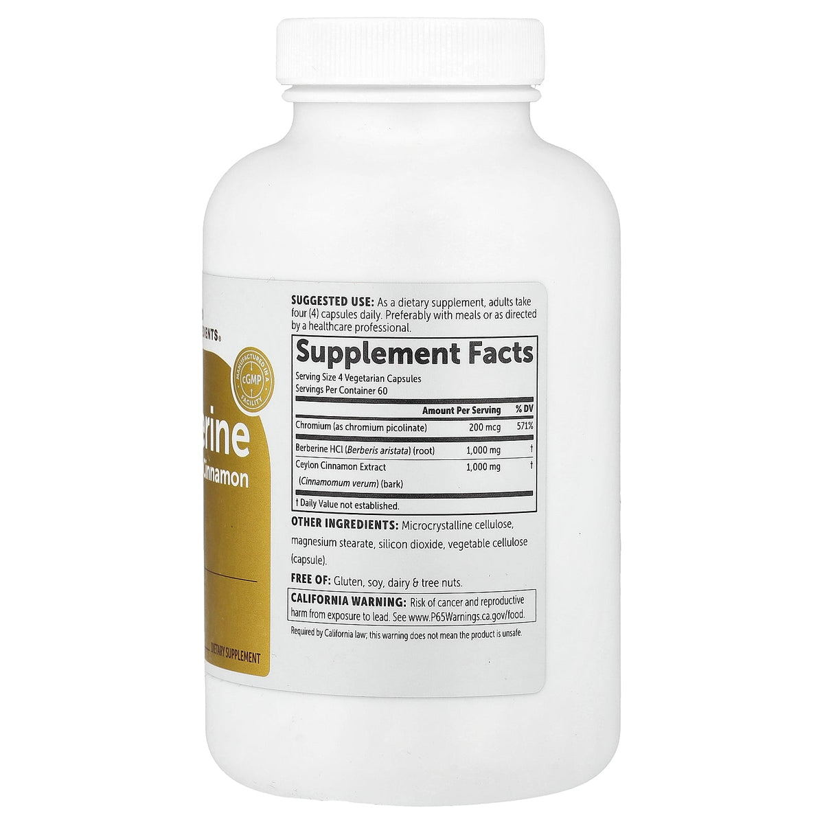 Micro Ingredients, Berberine with Ceylon Cinnamon, 240 Capsules