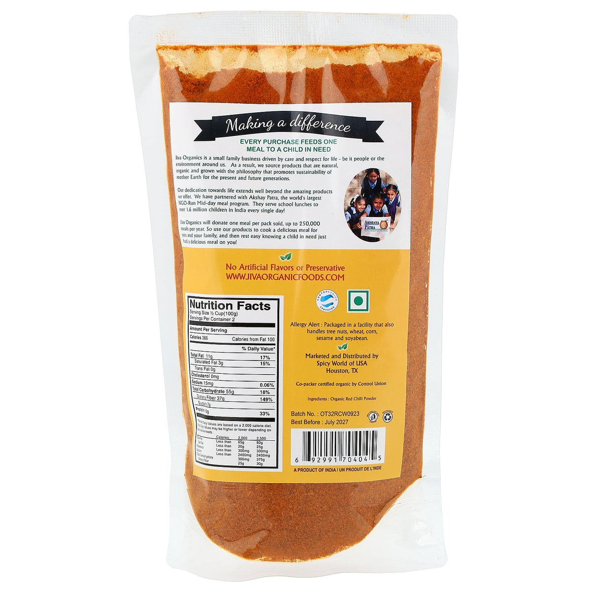Jiva Organics, Organic Red Chilli Powder, 7 oz (200 g)