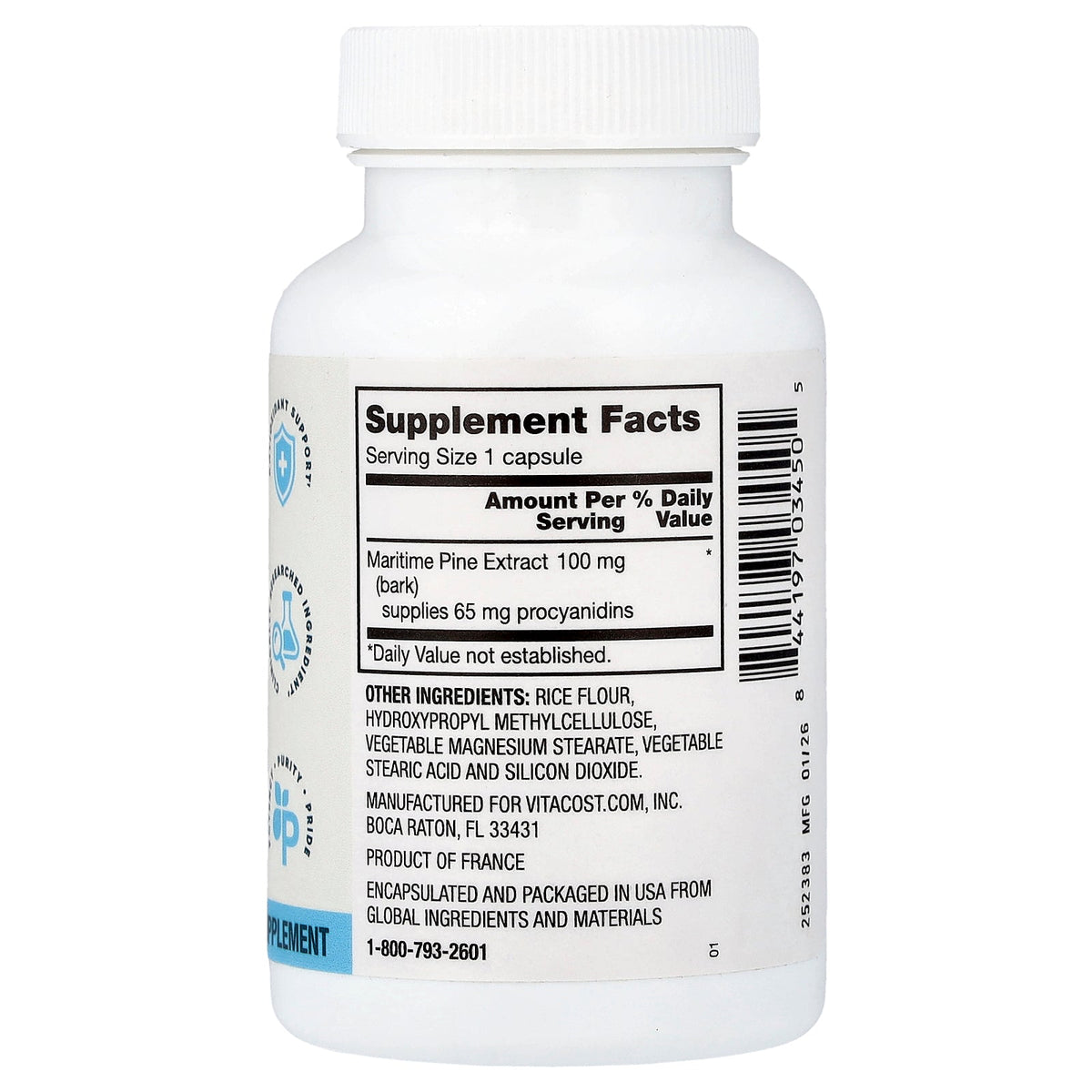 Vitacost, Advanced, Pycnogenol®, Pine Bark Extract, 100 mg, 60 Capsules