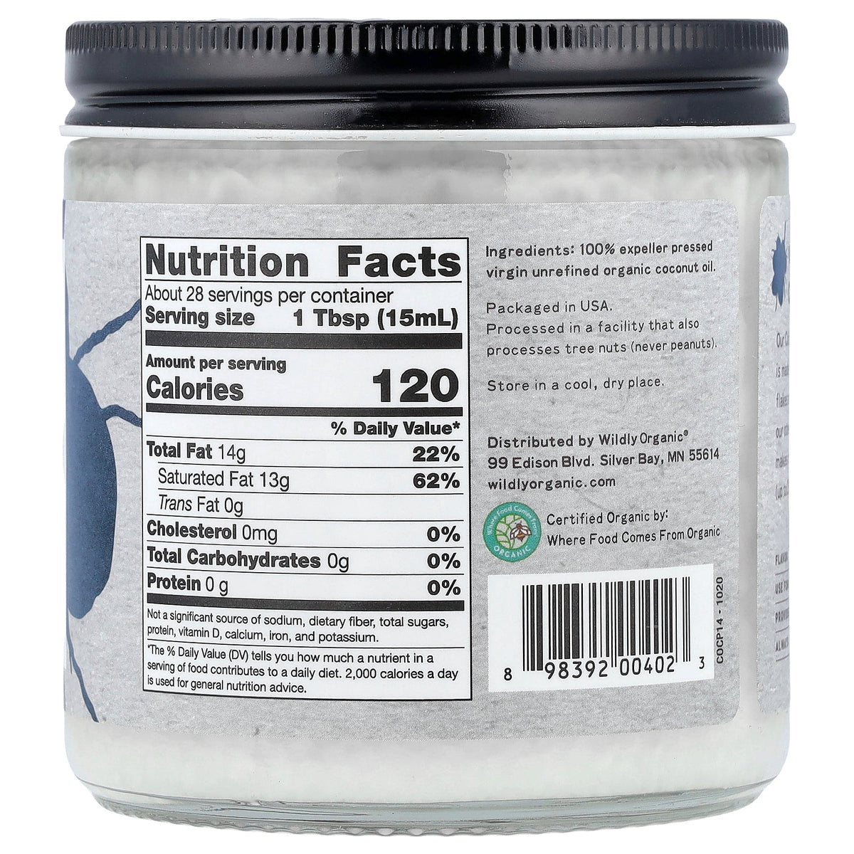 Wildly Organic, Virgin Unrefined Coconut Oil, 14 fl oz (414 ml)