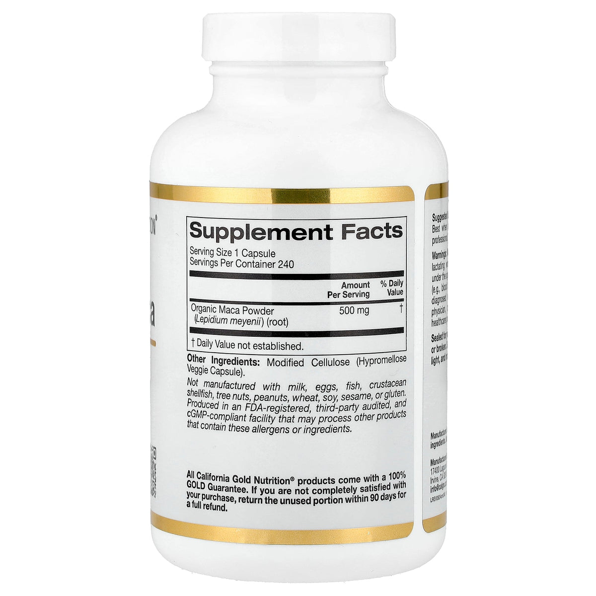 California Gold Nutrition, Peruvian Maca, 500 mg, 240 Veggie Capsules