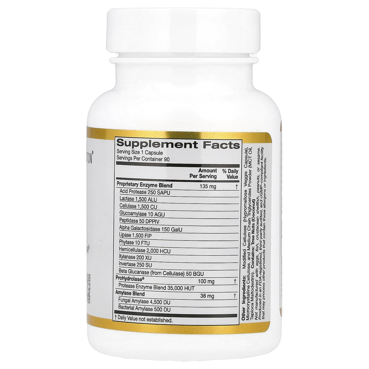 California Gold Nutrition, Digestive Enzymes with Proprietary Enzyme Blend, ProHydrolase® and Amylase Blend, 90 Veggie Capsules