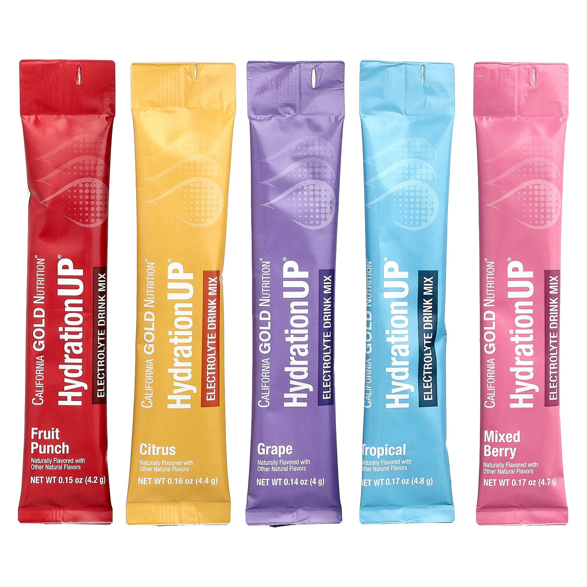 California Gold Nutrition, HydrationUP®, Electrolyte Drink Mix with Calcium Lactate, Vitamins C & E, Variety Pack, 20 Packets, 0.14 oz - 0.17 oz (4 g - 4.8 g) Each
