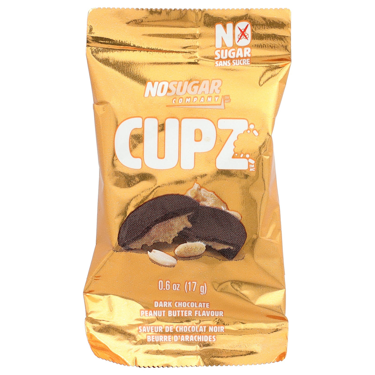 No Sugar Company, Cupz™, Dark Chocolate Peanut Butter, 10 Packs, 0.6 oz (17 g) Each