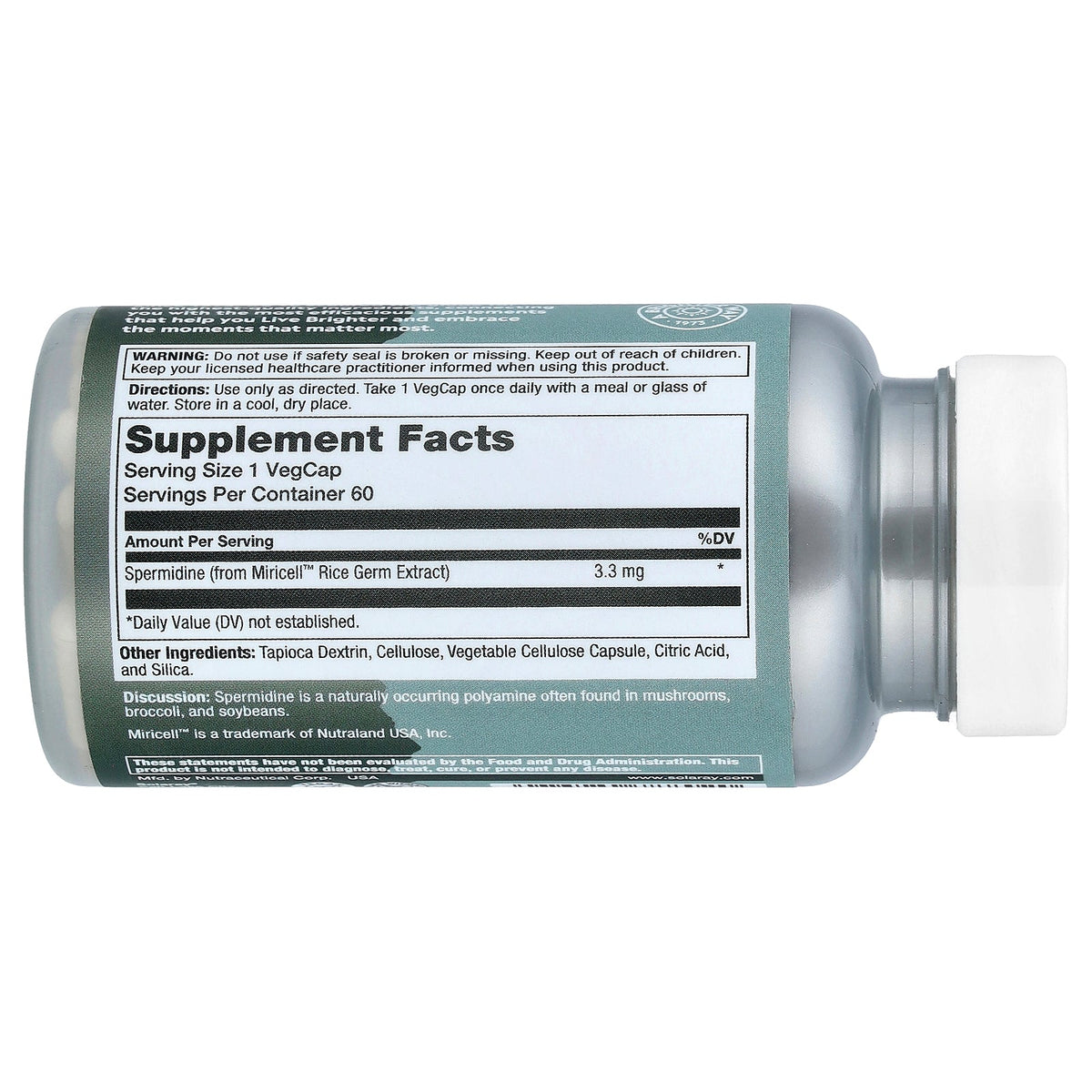 Solaray, Unlimit, Spermidine, 3.3 mg, 60 VegCaps