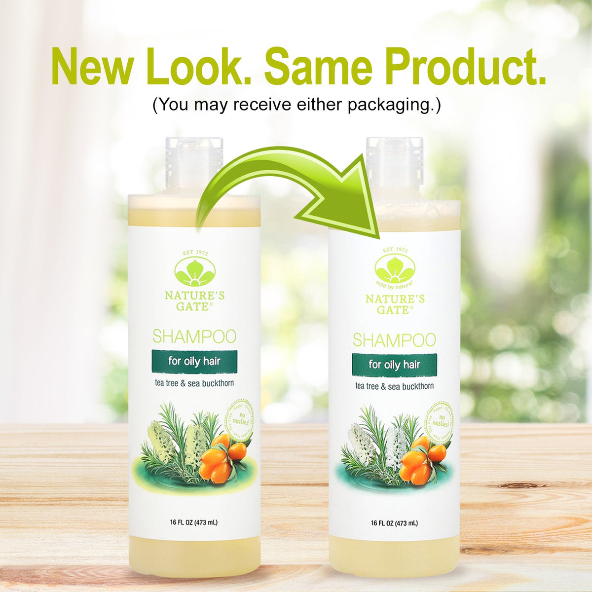 Mild By Nature, (Nature's Gate®), Tea Tree & Sea Buckthorn Shampoo for Oily Hair, 16 fl oz (473 ml)