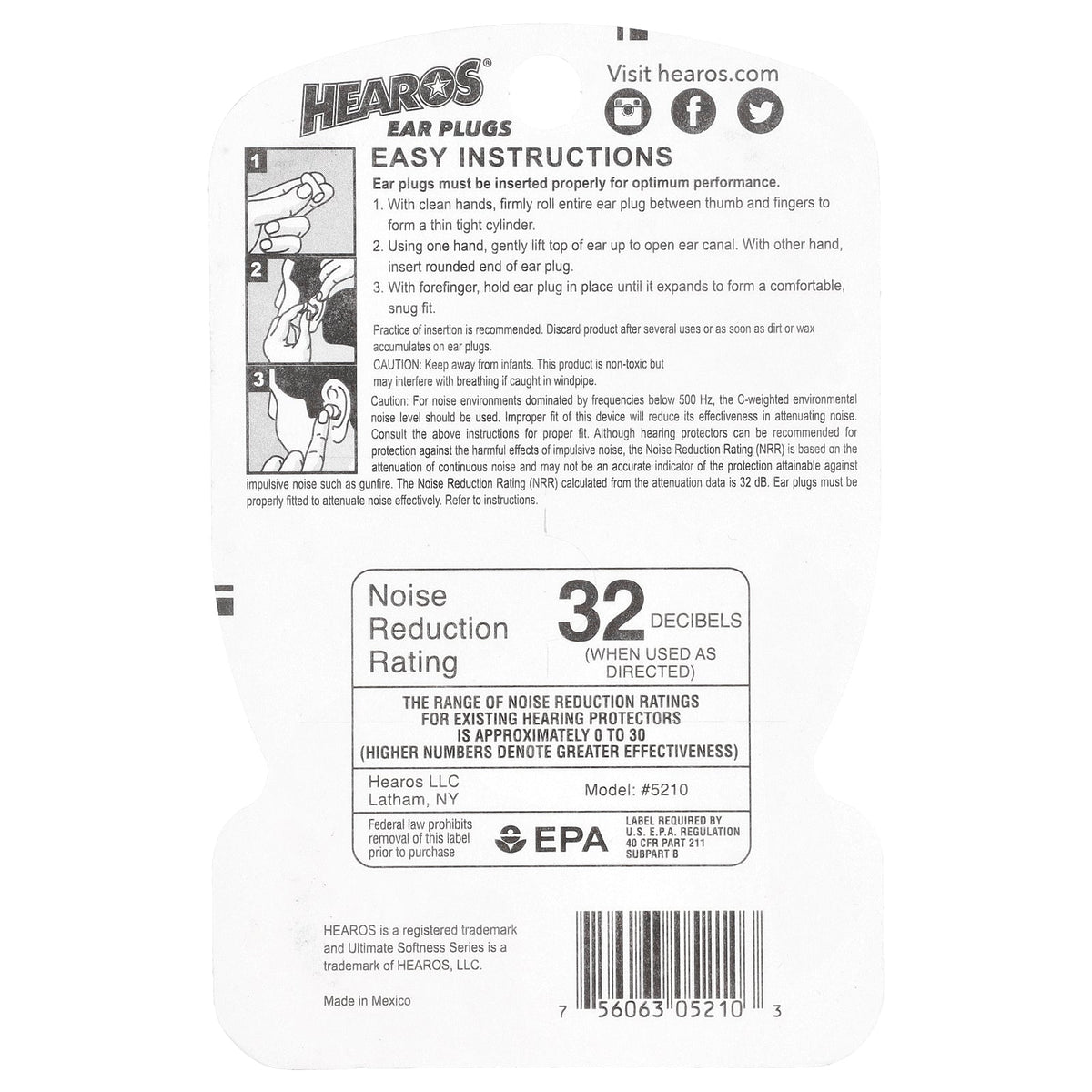 Hearos, Ultimate Softness Series™ Ear Plugs, Yellow, NRR 32, 14 Pairs