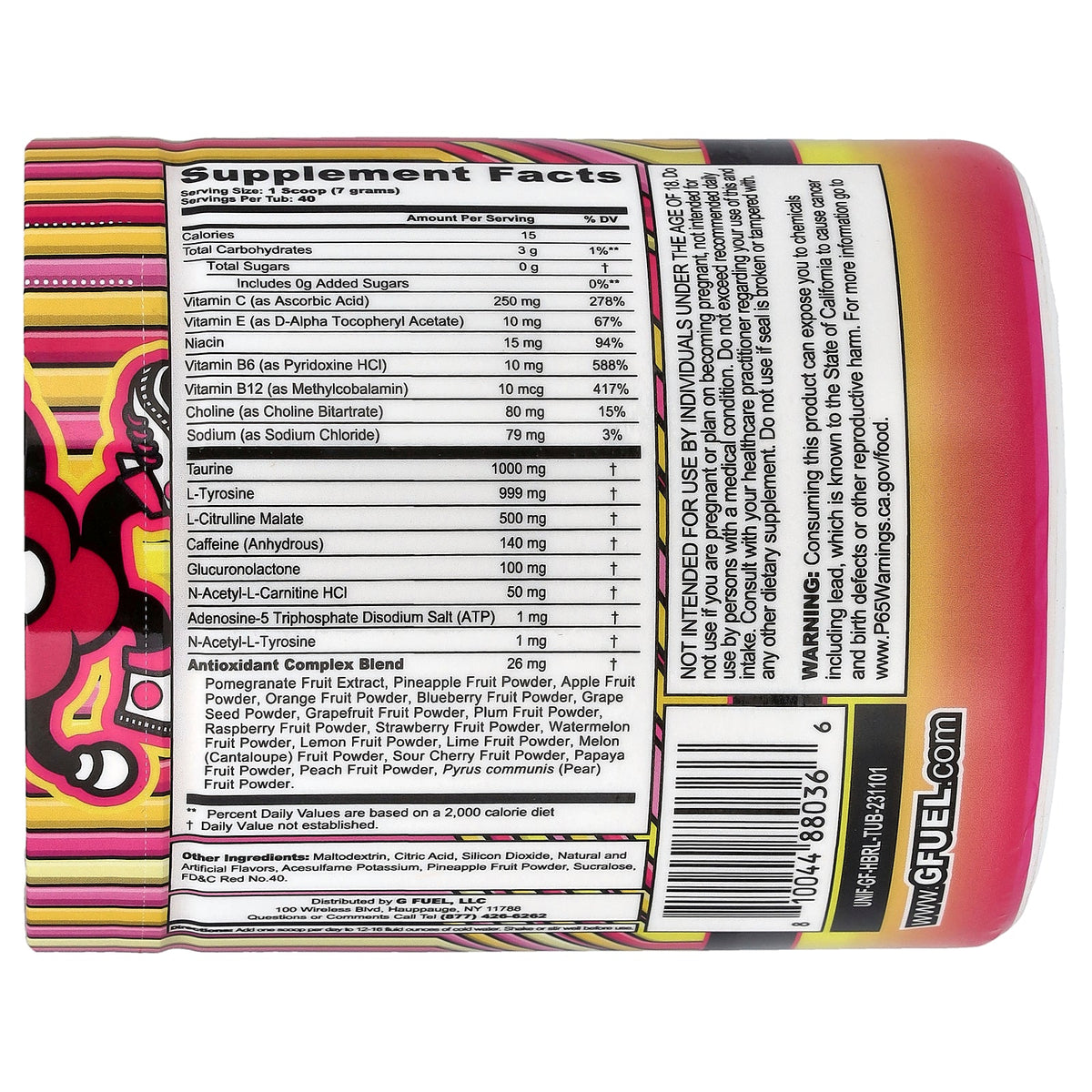 G FUEL, Energy Formula, Hype Sauce, Raspberry Lemonade, 9.9 oz (280 g)