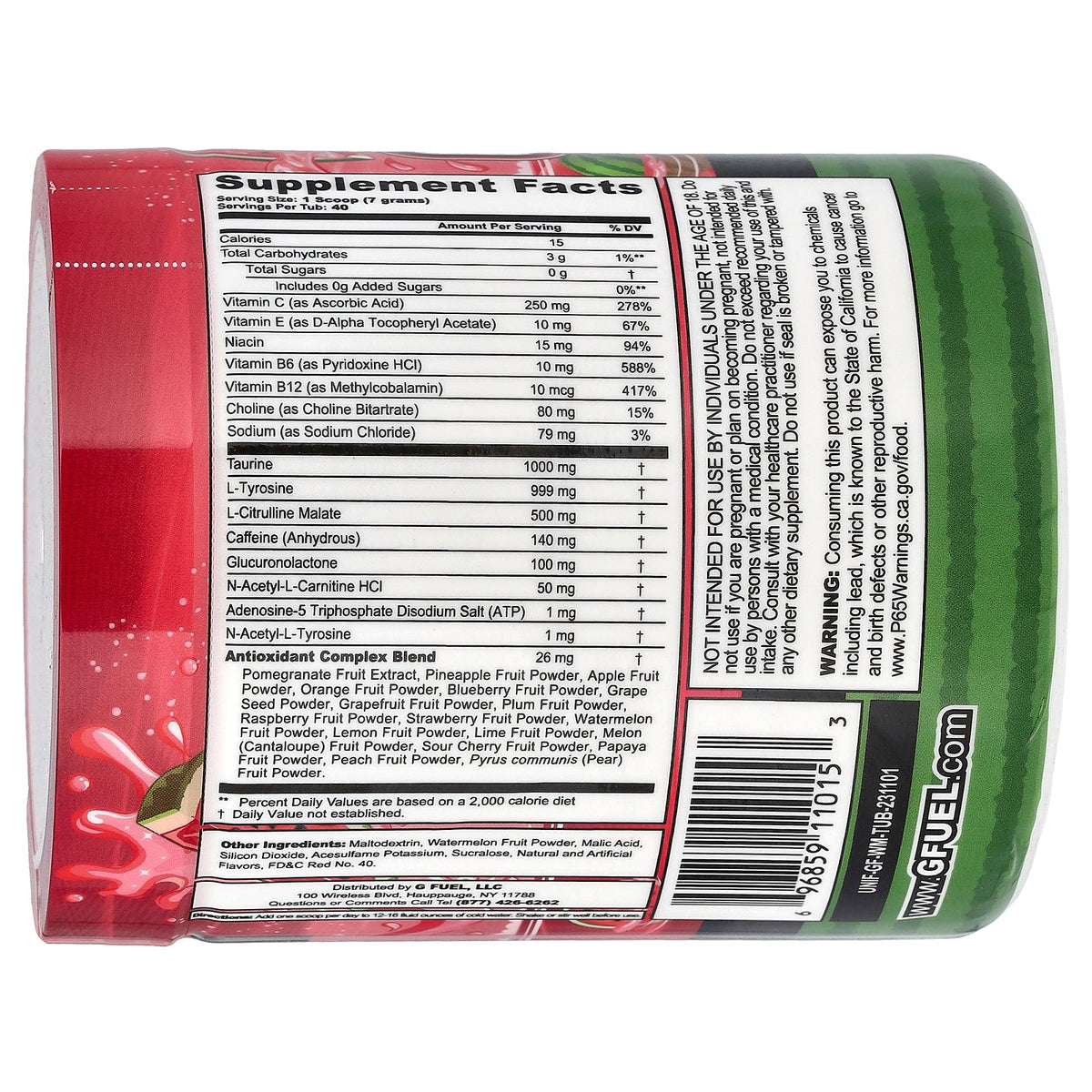 G FUEL, Energy Formula, Watermelon, 9.9 oz (280 g)