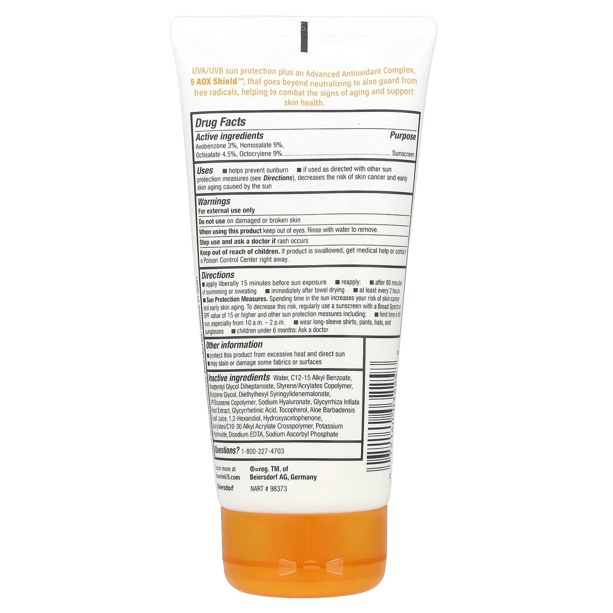 Eucerin, Advanced Hydration, Lightweight Sunscreen Lotion, SPF 50, Fragrance Free, 5 fl oz (150 ml)