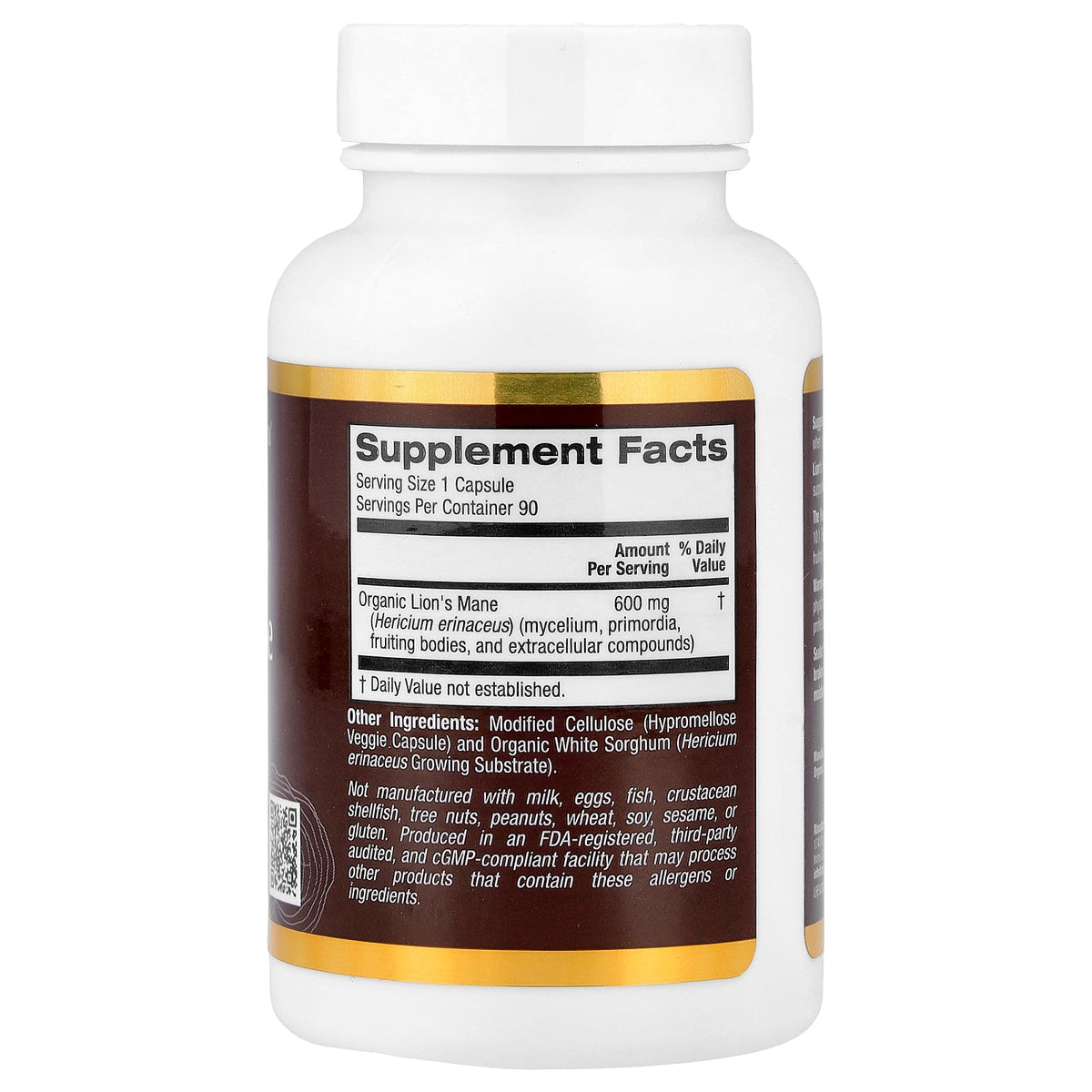 California Gold Nutrition, Organic Lion's Mane, 90 Veggie Capsules