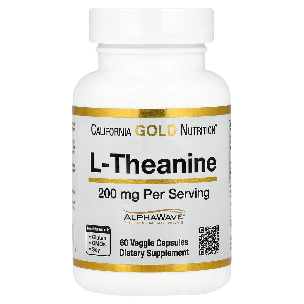 California Gold Nutrition, L-Theanine, Featuring AlphaWave®, 200 mg, 60 Veggie Capsules