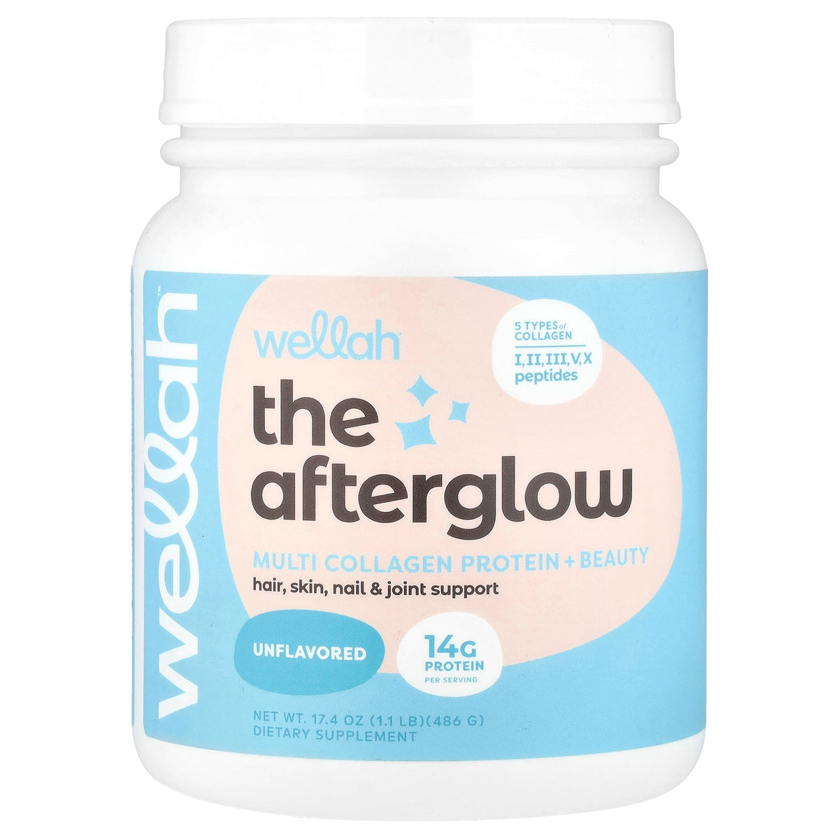 Wellah, The Afterglow, Multi Collagen Protein + Beauty, Unflavored, 1.1 lb (486 g)