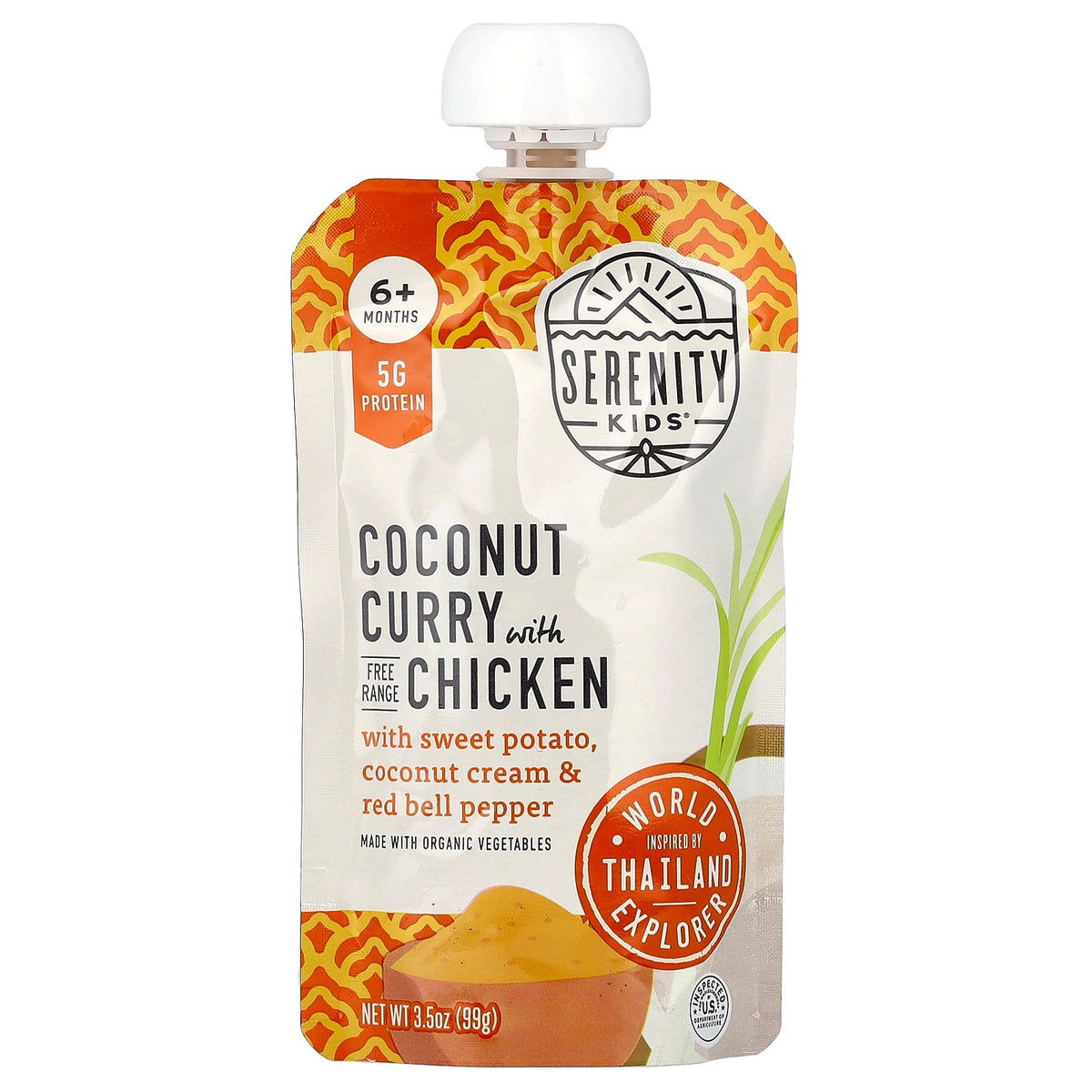 Serenity Kids, Coconut Curry with Free Range Chicken, 6+ Months, 6 Pouches, 3.5 oz (99 g) Each