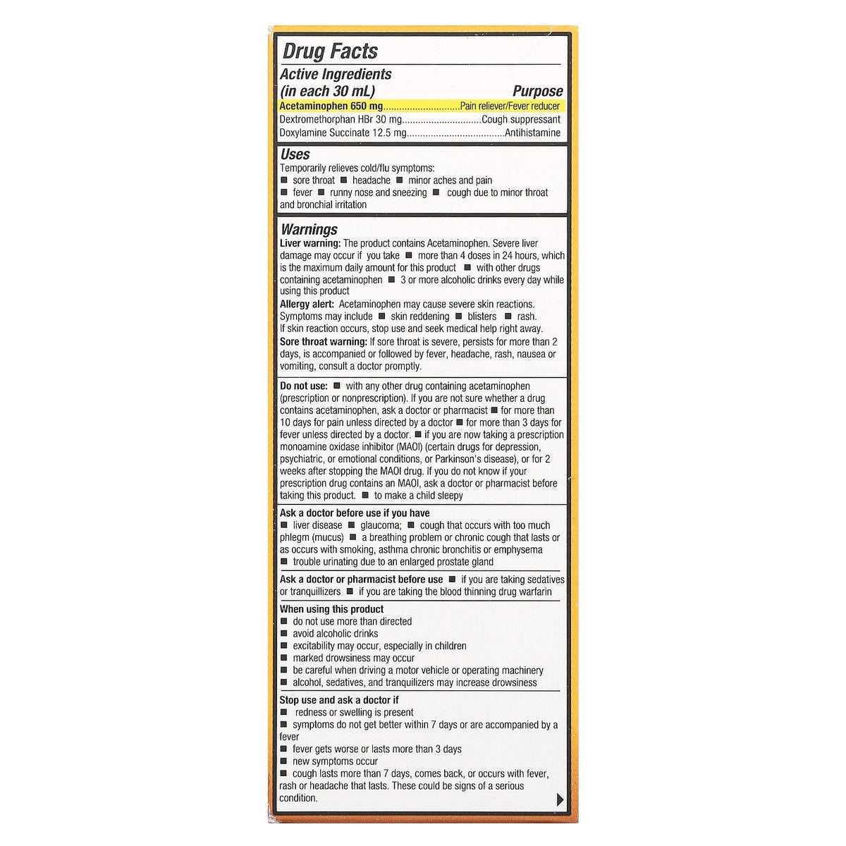 Tukol, Honey Multi Symptom, Cold & Flu, Night Time, Ages 12+, Natural Honey, 4 fl oz (118 ml)