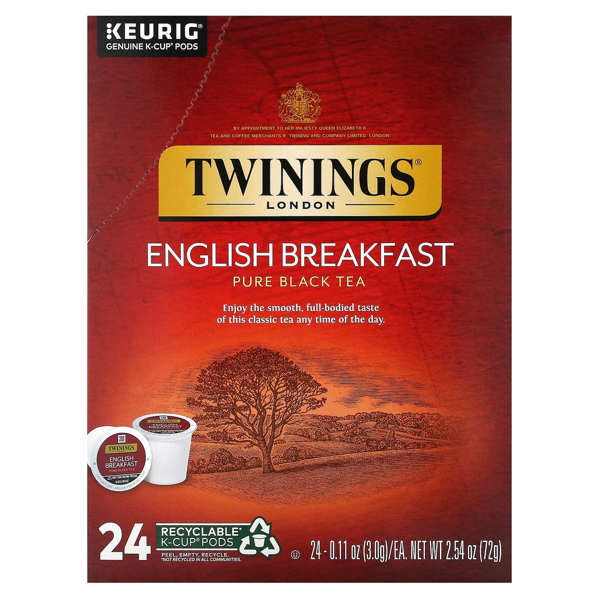 Twinings, Pure Black Tea, English Breakfast, 24 K-Cup Pods, 0.11 oz (3 g) Each