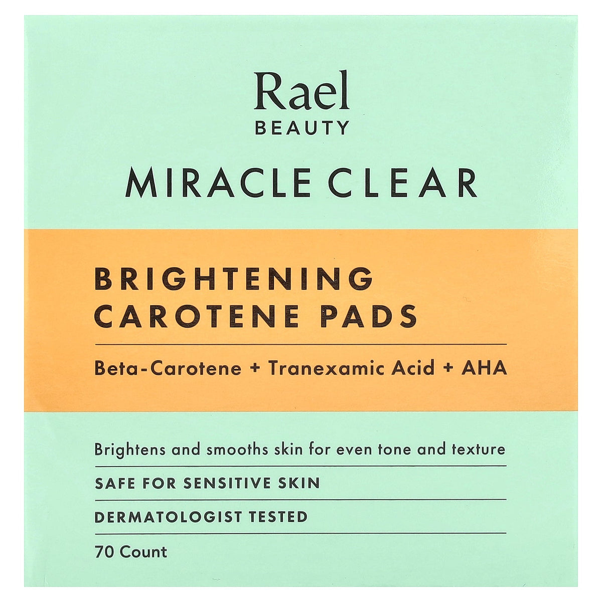 Rael, Beauty, Miracle Clear, Brightening Carotene Pads, 70 Count
