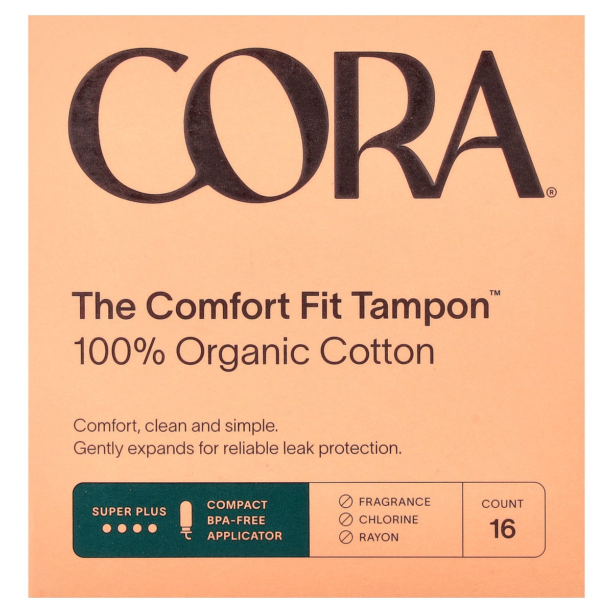 Cora, The Comfort Fit Tampon™, Super Plus, 16 Tampons