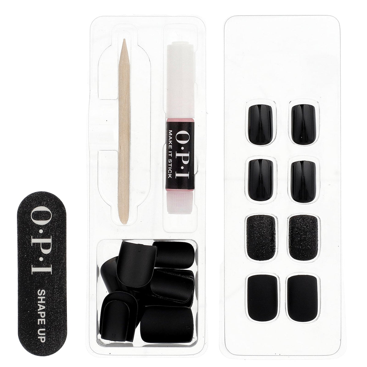 OPI, On Point, Instant Press-On Mani, Short Length, Little Black Onyx Dress, 27 Piece Kit