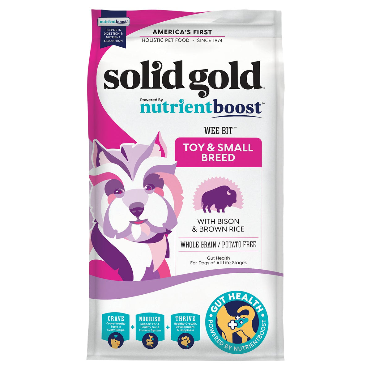 Solid Gold, Wee Bit™, For Toy & Small Breed Dogs, Bison & Brown Rice, 3.75 lbs (1.7 kg)