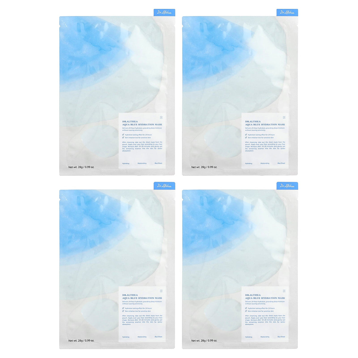 Dr. Althea, Aqua Blue Hydration Beauty Mask, 4 Sheets, 0.99 oz (28 g) Each