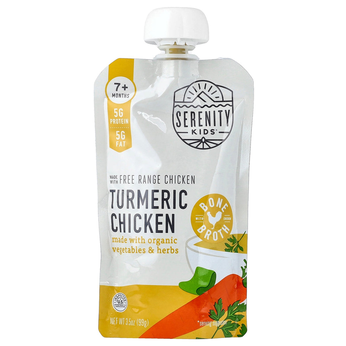 Serenity Kids, Turmeric Chicken with Organic Vegetables & Herbs, 7+ Months, 6 Pouches, 3.5 oz (99 g ) Each