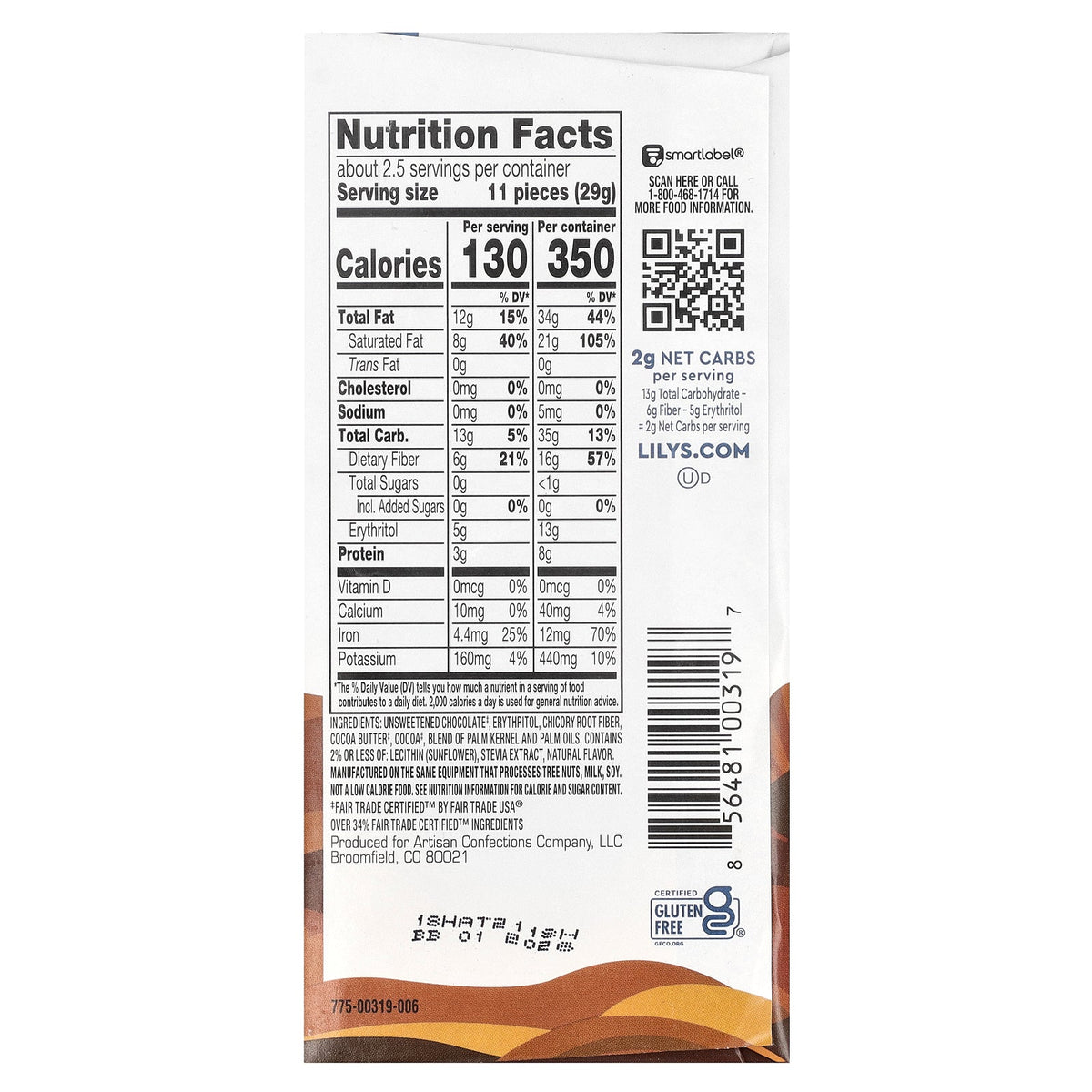 Lily's Sweets, Extra Dark Chocolate Style Bar, 70% Cacao, 2.8 oz (79 g)