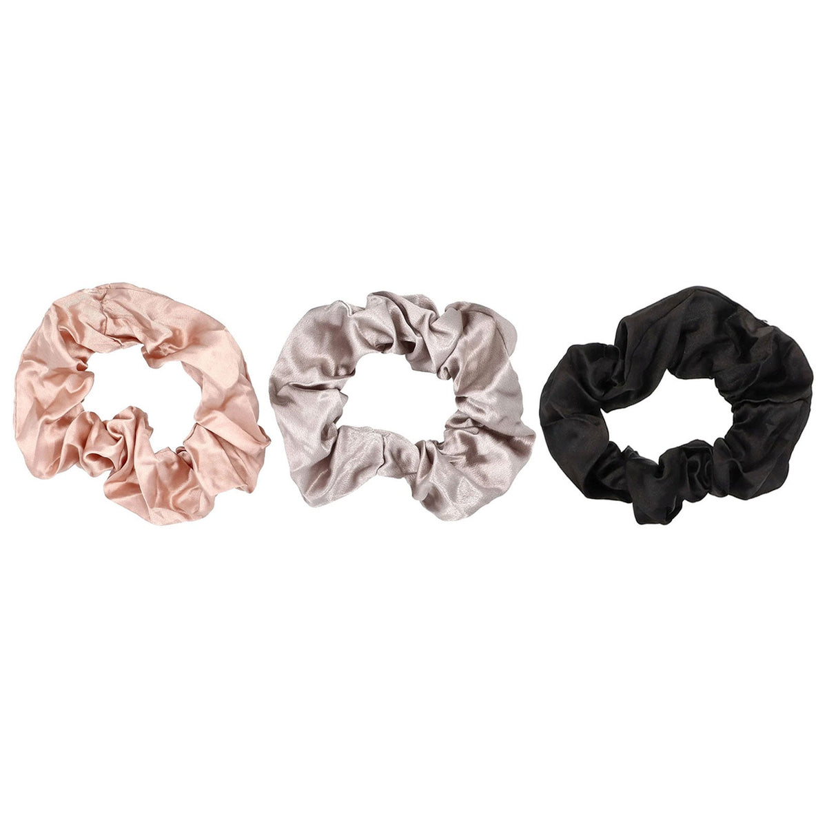 Giovanni, Satin Hair Scrunches, Extra Large, Blush, Gray and Black, 3 Counts