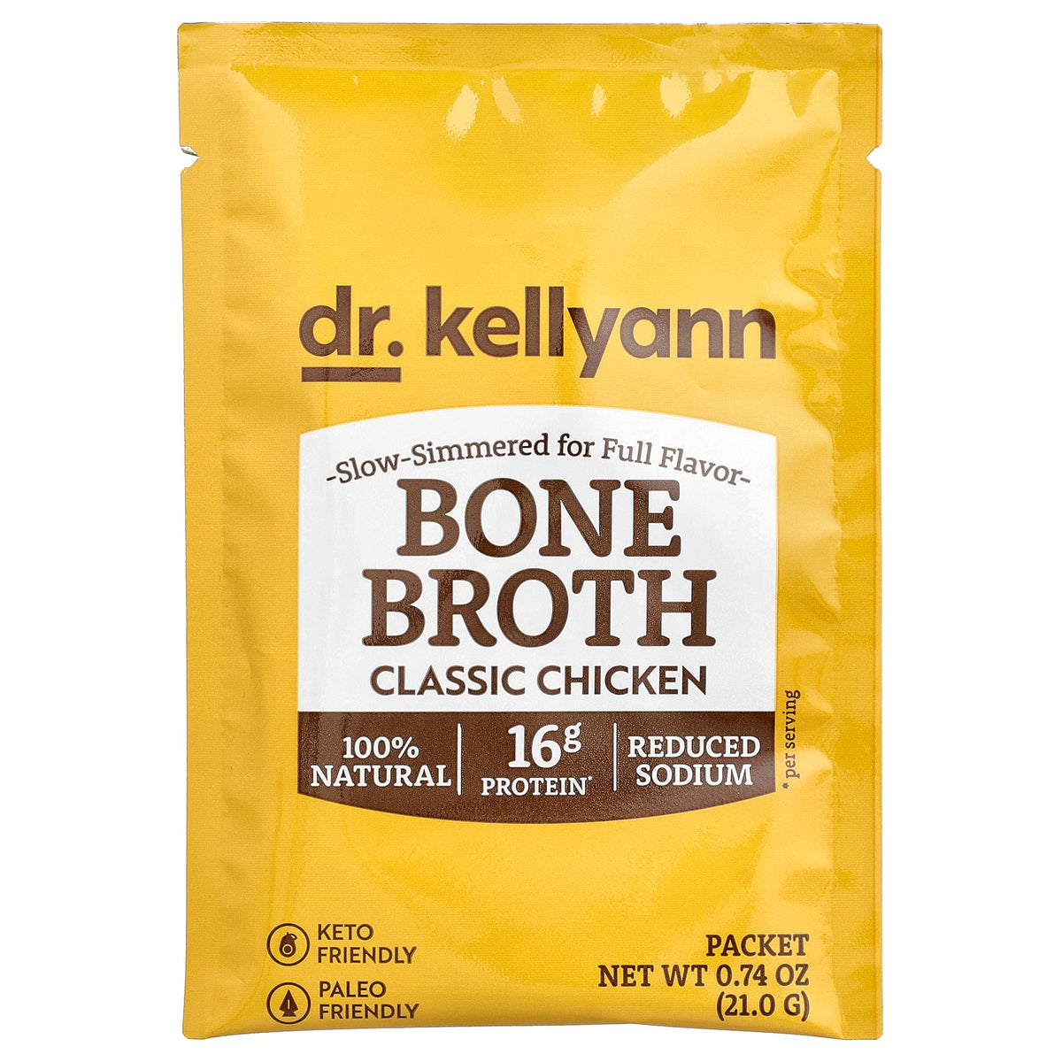 Dr. Kellyann, Bone Broth, Classic Chicken, 7 Packets, 0.74 oz (21 g) Each