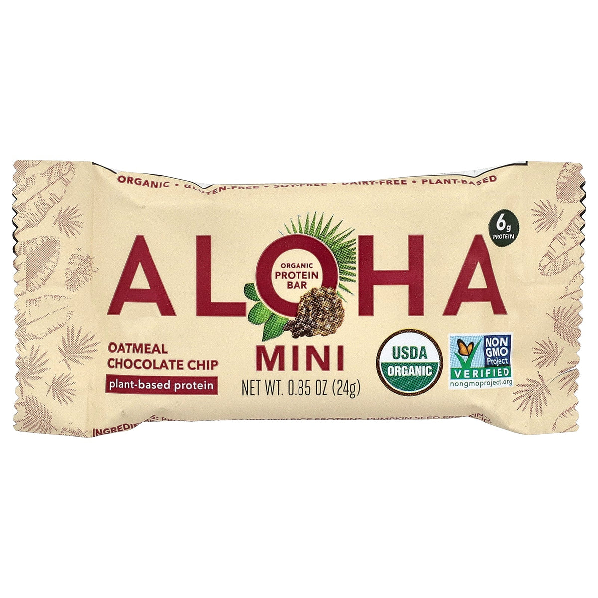 Aloha, Organic Protein Mini Bars, Oatmeal Chocolate Chip, 20 Bars, 0.85 oz (24 g) Each