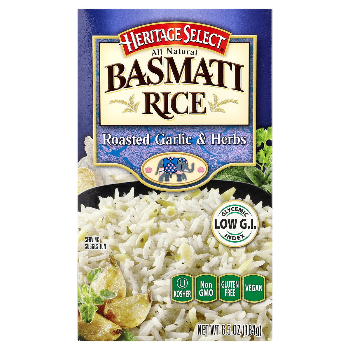 Heritage Select, Basmati Rice, Roasted Garlic & Herbs, 6.5 oz (184 g)