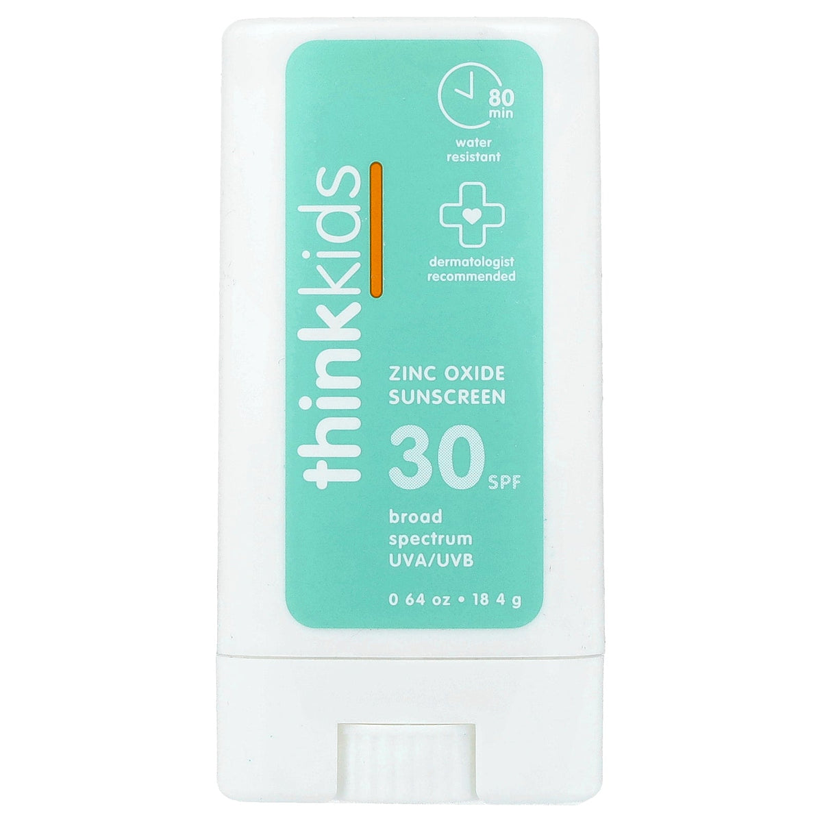 think, Thinkkids®, Zinc Oxide Sunscreen Stick, SPF 30, Fragrance Free, 0.64 oz (18.4 g)