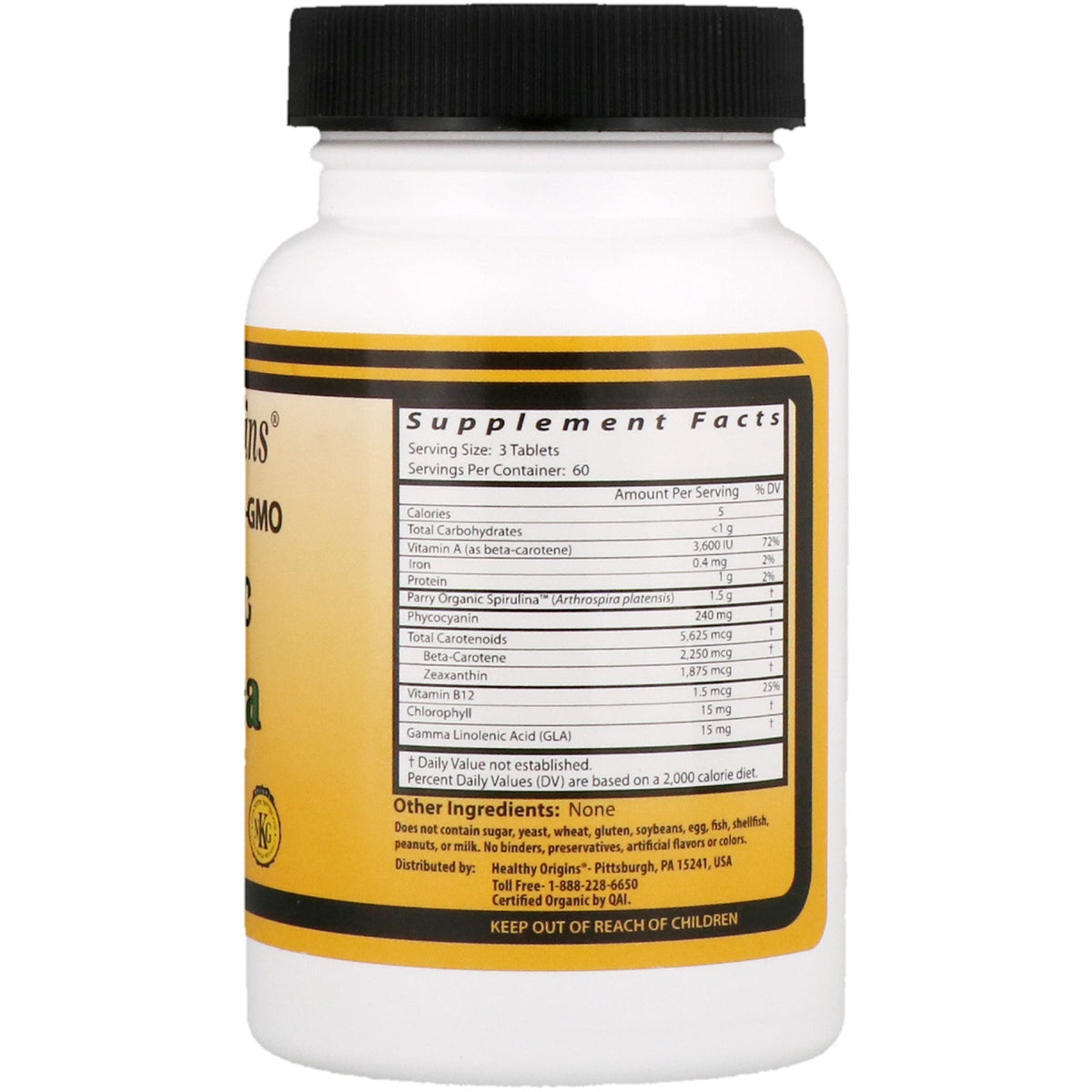 Healthy Origins, Organic Spirulina, 500 mg, 180 Tablets