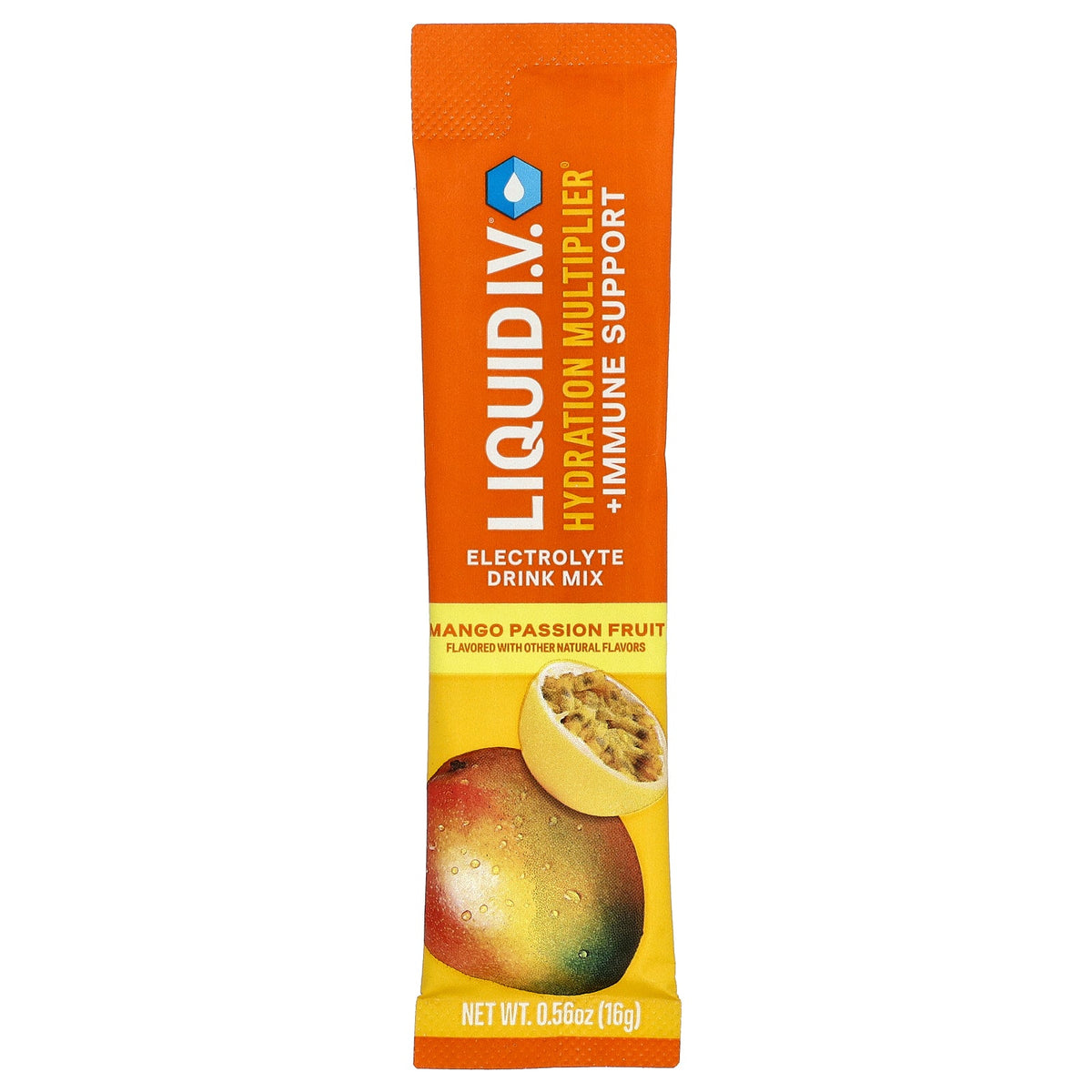 Liquid I.V., Hydration Multiplier® + Immune Support, Electrolyte Drink Mix, Mango Passion Fruit, 10 Sticks, 0.56 oz (16 g) Each