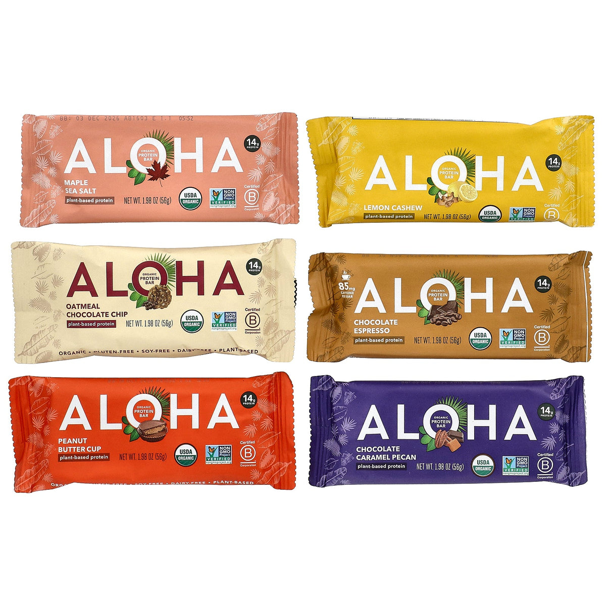 Aloha, Organic Protein Bars, Variety Pack #2, 12 Bars, 1.98 oz (56 g) Each
