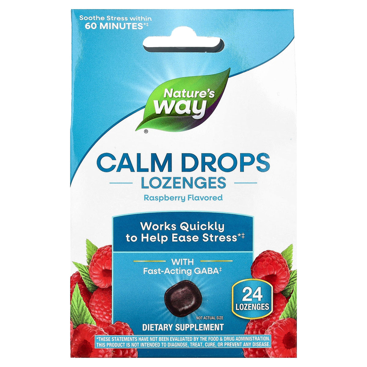 Nature's Way, Calm Drops Lozenges, Raspberry, 24 Lozenges