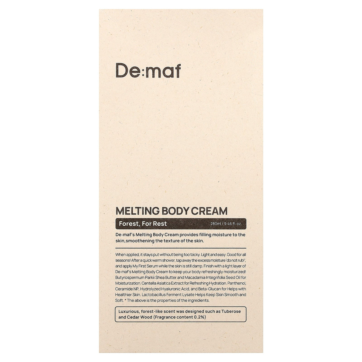De:maf, Melting Body Cream, Forest, For Rest, 9.46 fl oz (280 ml)
