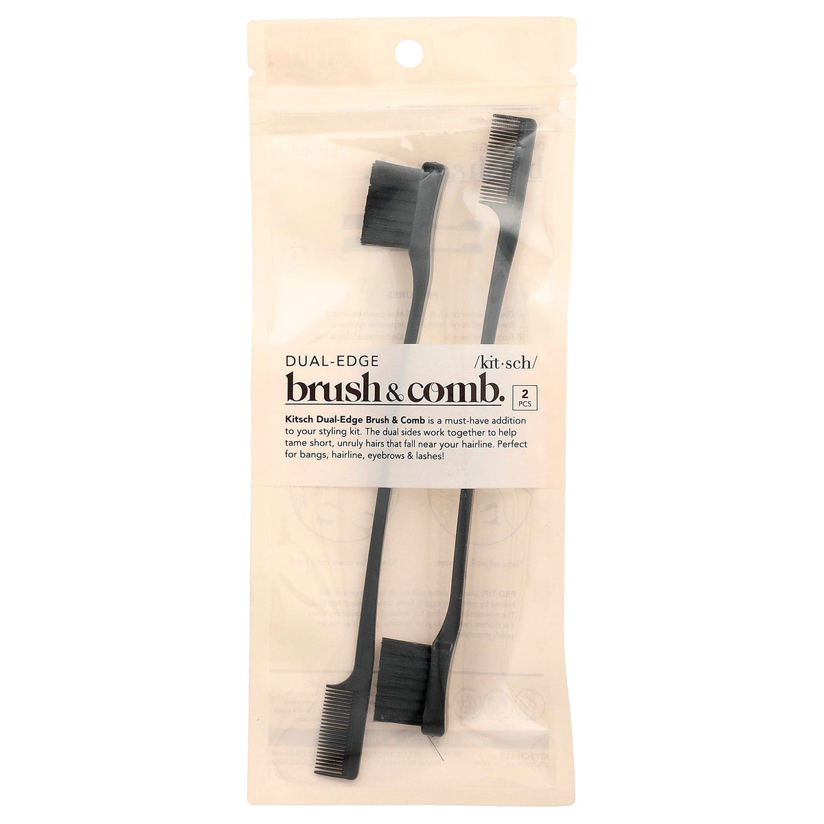 Kitsch, Dual Edge Brush & Comb, 2 Brushes