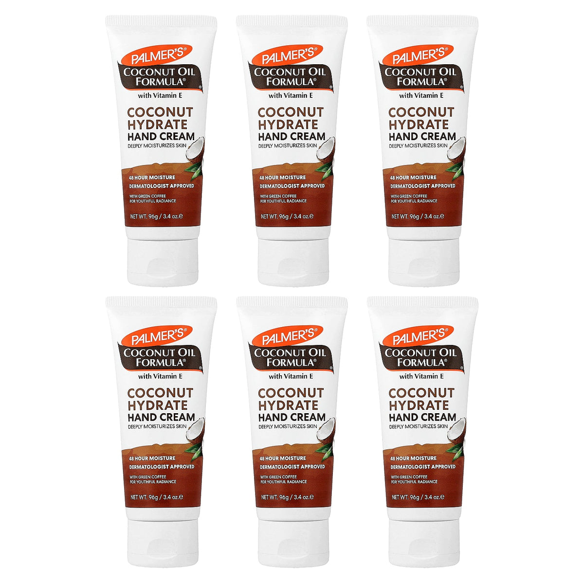 Palmer's, Coconut Oil Formula® with Vitamin E, Hand Cream, 6 Pieces, 3.4 oz (96 g) Each