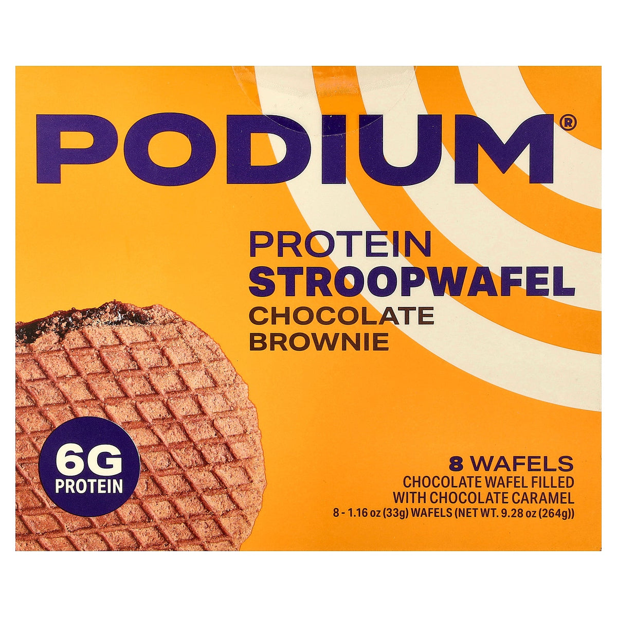 Podium Nutrition, Protein Stroopwafel, Chocolate Brownie, 8 Wafels, 1.16 oz (33 g) Each