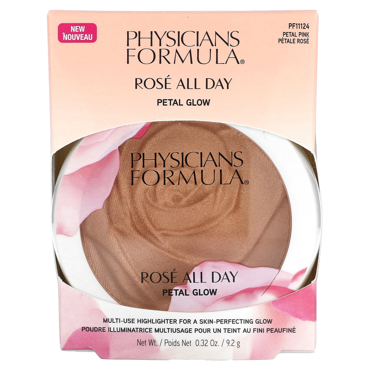 Physicians Formula, Rosé All Day Petal Glow, Multi Use Highlighter, PF11124 Petal Pink, 0.32 oz (9.2 g)