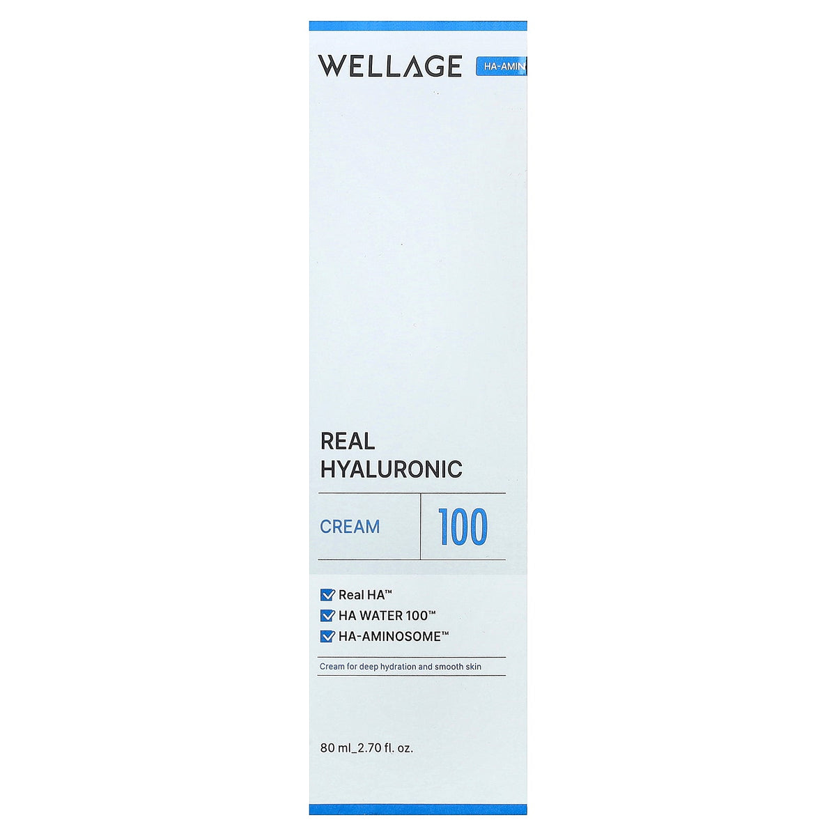 Wellage, Real Hyaluronic Cream 100, 2.7 ml (80 ml)