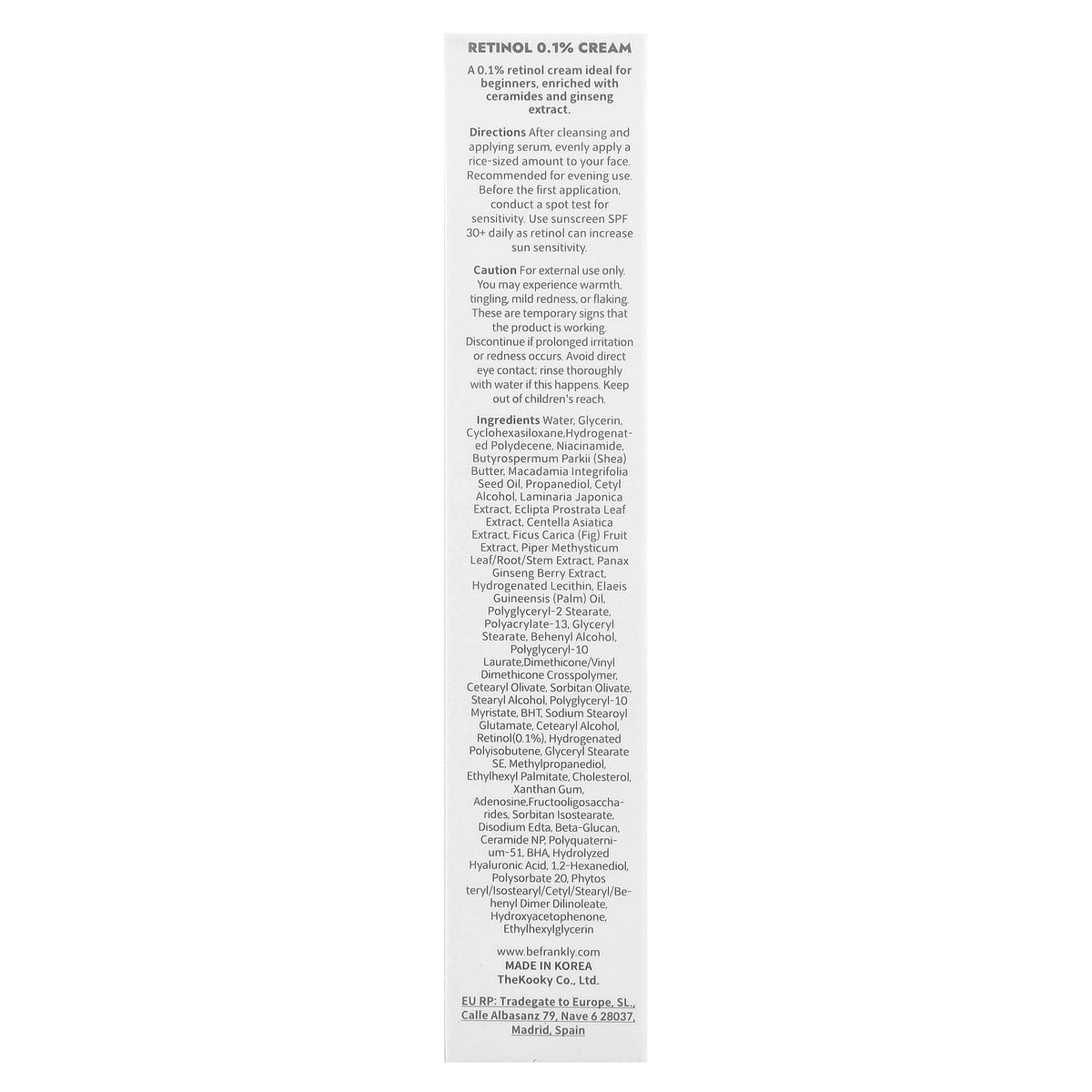 Frankly, Retinol 0.1% Cream, 1 fl oz (30 ml)