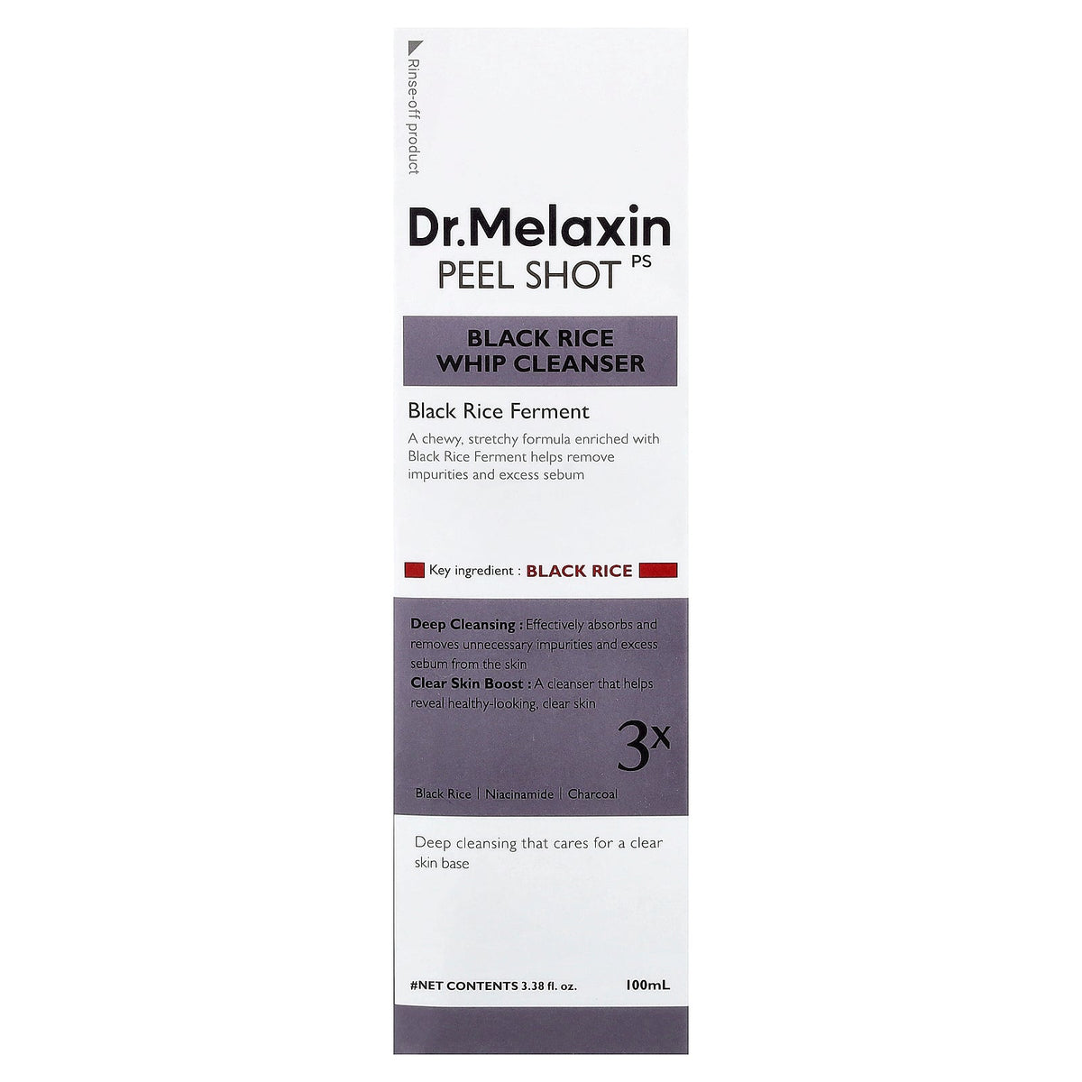 Dr.Melaxin, Peel Shot, Black Rice Whip Cleanser, 3.38 fl oz (100 ml)