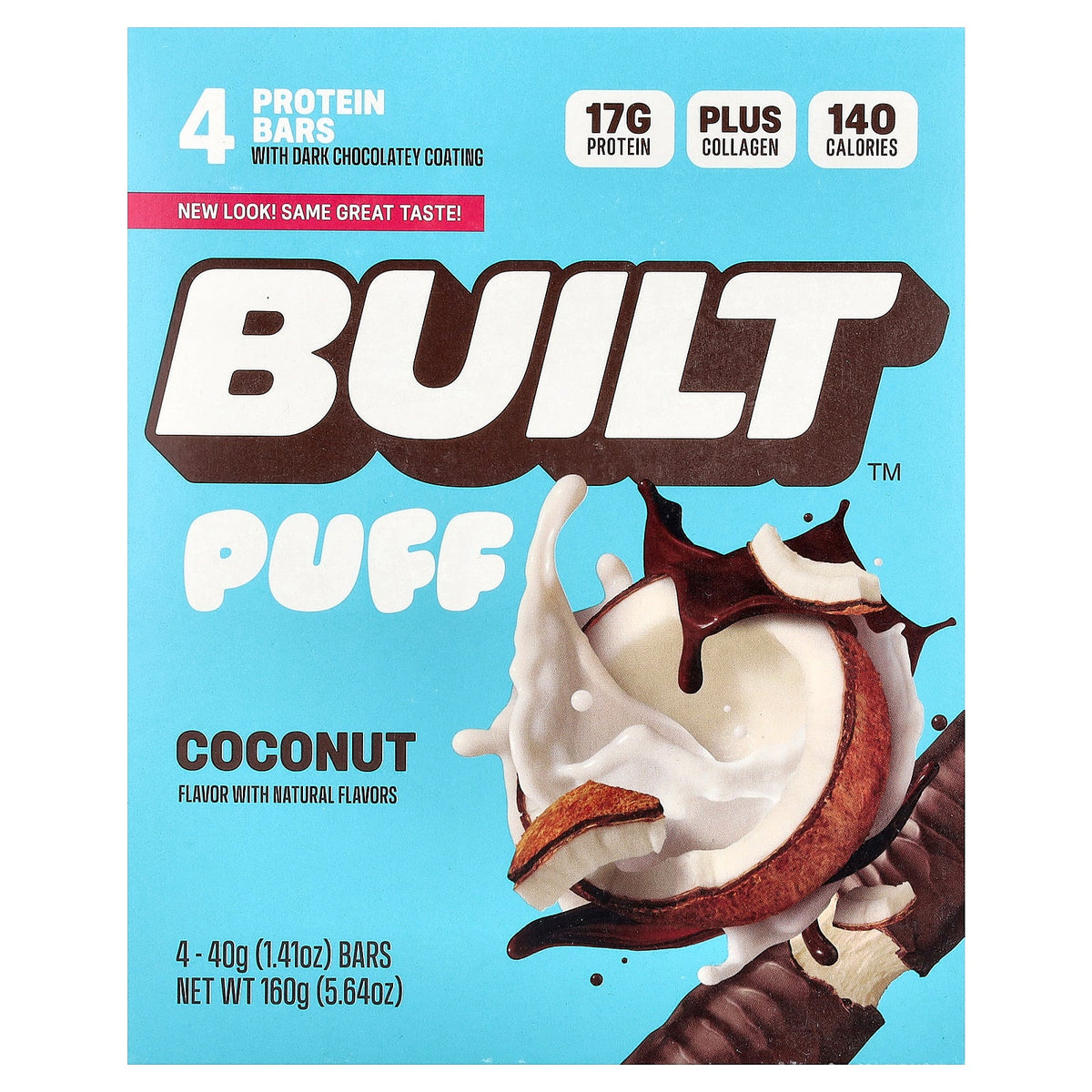 Built, Puff, Protein Bars, Coconut, 4 Bars, 1.41 oz (40 g) Each