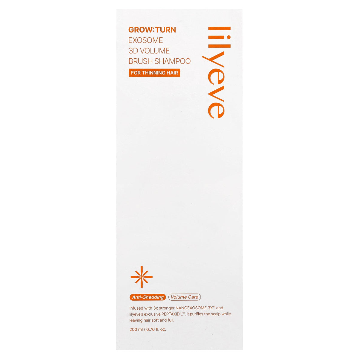 Lilyeve, Grow:Turn Exosome 3D Volume Brush Shampoo, For Thinning Hair, 6.76 fl oz (200 ml)