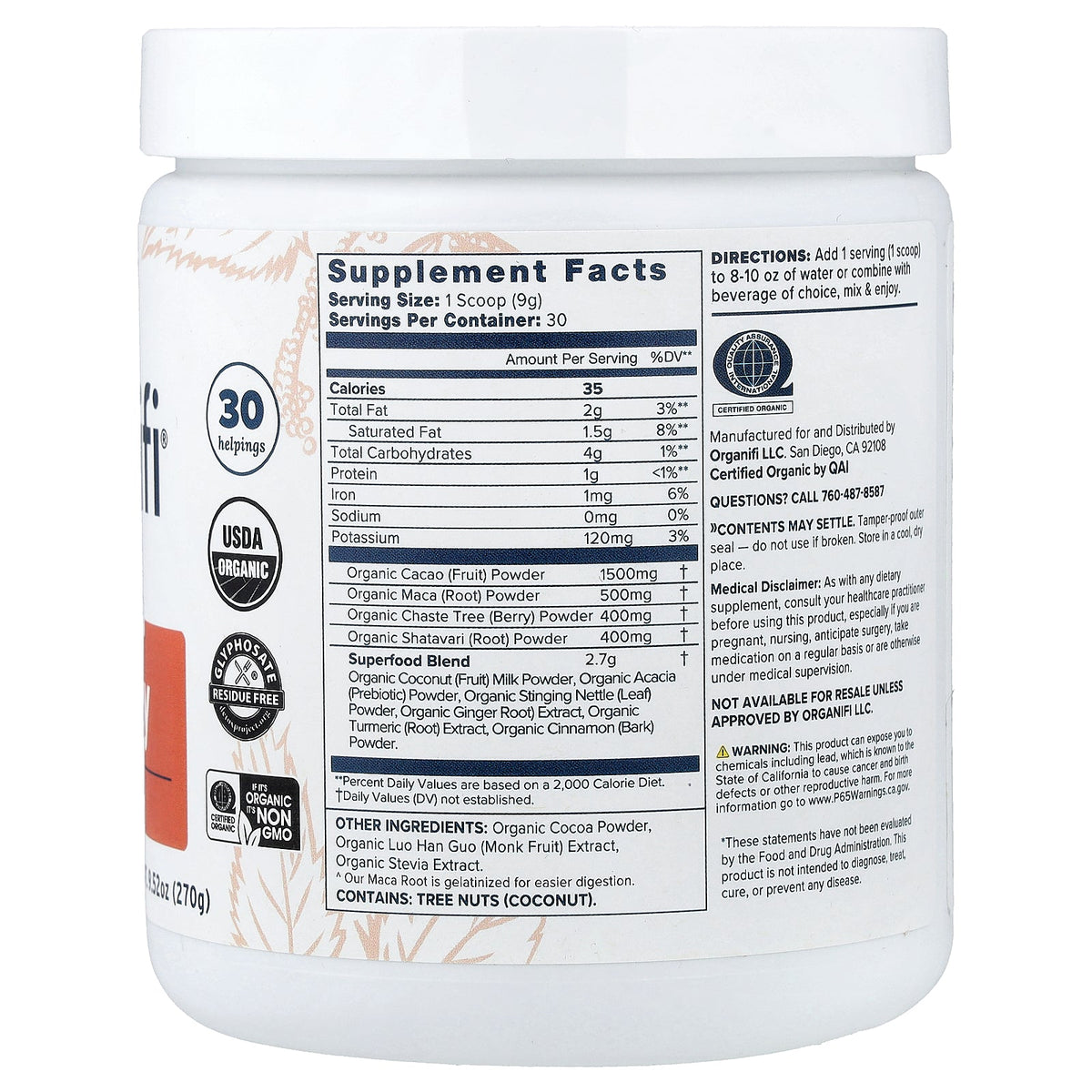 Organifi, Harmony, Cacao, 9.52 oz (270 g)