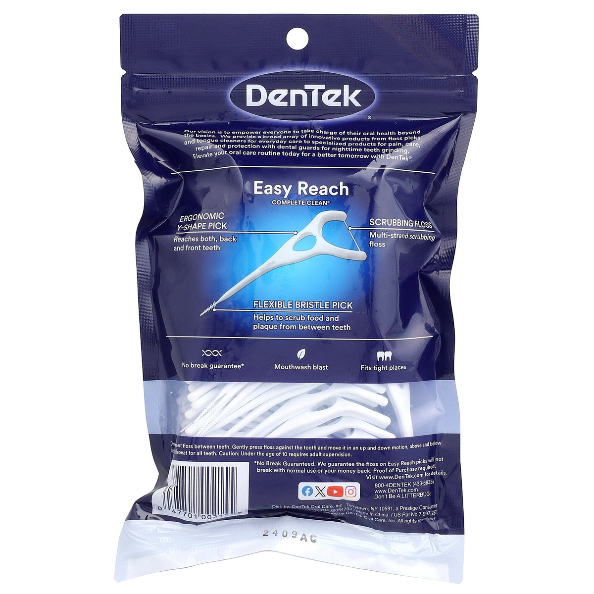 DenTek, Complete Clean®, Easy Reach Floss Picks, Mouthwash Blast, 75 Floss Picks